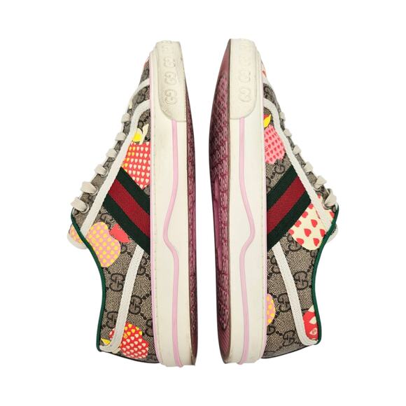 Gucci GG Supreme Canvas Tennis 1977 Sneaker Pink Red Apple Size 38.5 US 8.5 - Picture 8 of 11